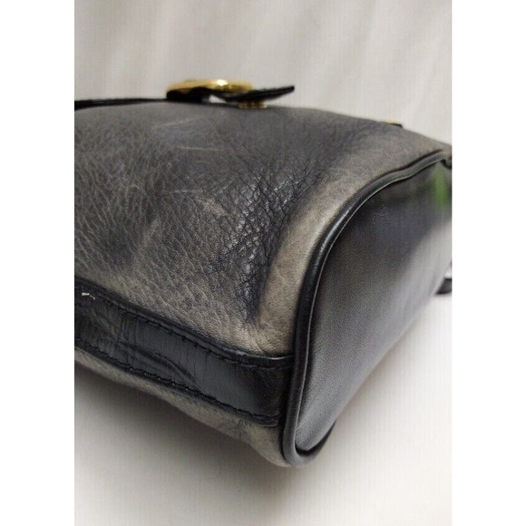 HCL Black Gray Leather Buckle Flap Crossbody Bag - VTG Made in Germany - Picture 8 of 14